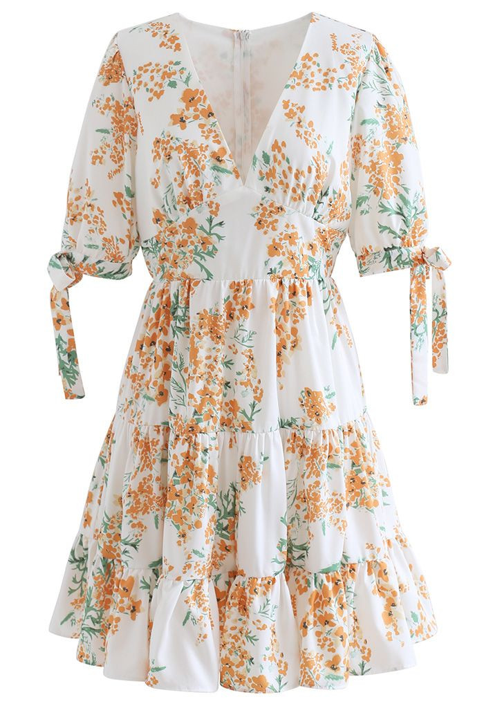 Spicate Flower Printed Ruffle Mini Dress | Chicwish