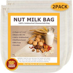 Click for more info about Nut Milk Bags, All Natural Cheesecloth Bags, 12"x12", 2 Pack, 100% Unbleached Cotton Cloth Bags f...