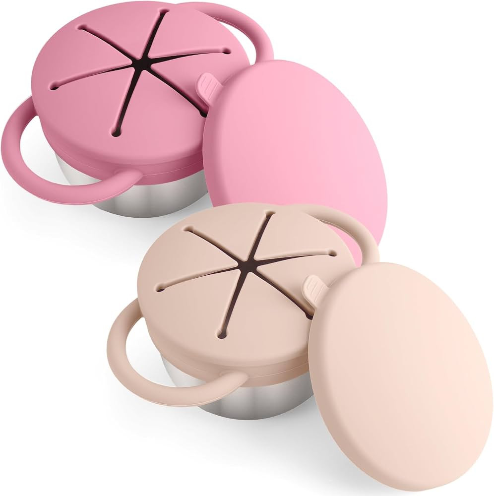 Mity rain 2-Pack Stainless Steel Snack Containers, 3-in-1 Baby Snack Cups, Toddler Snack Box | Amazon (US)