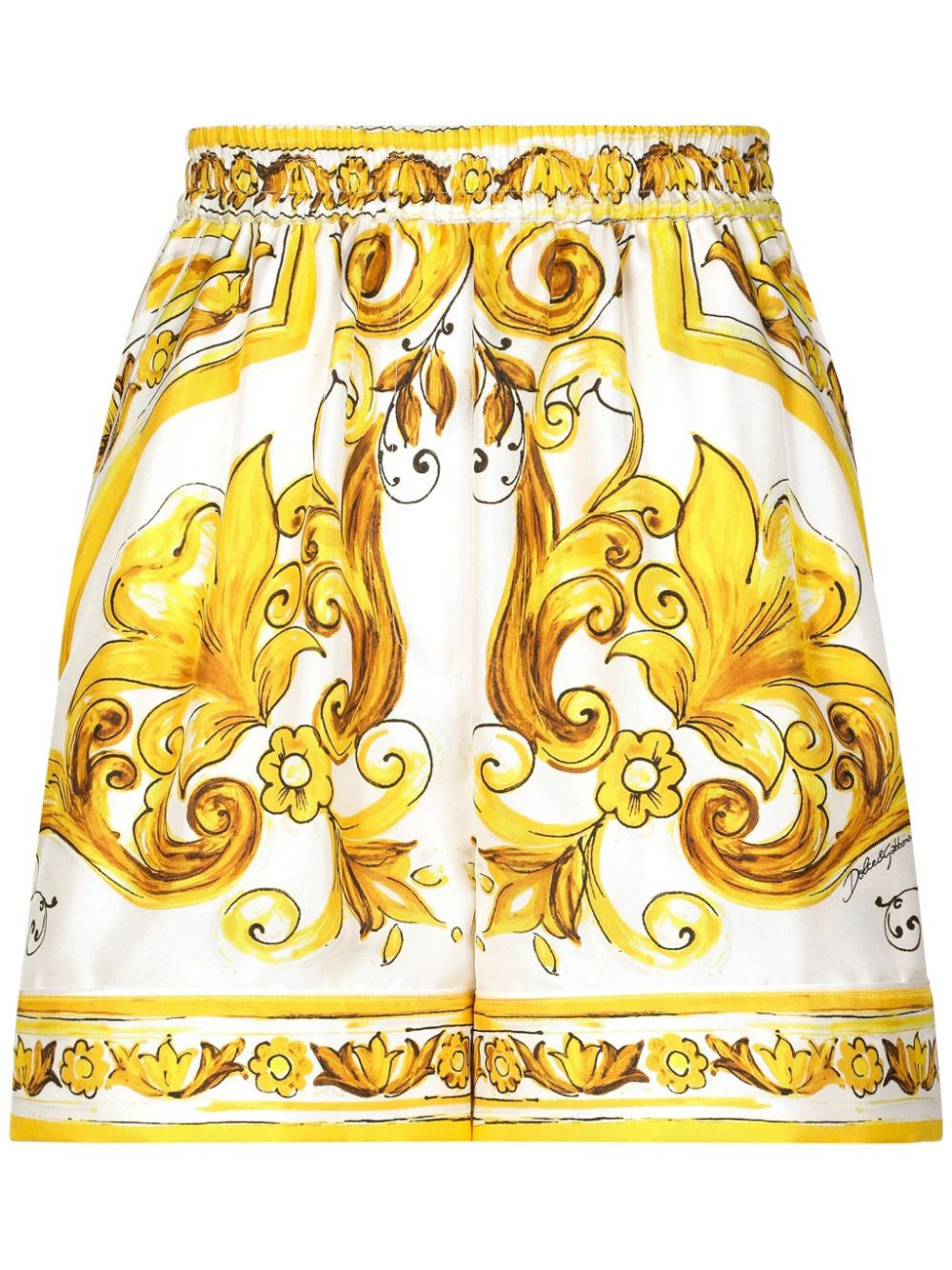 Dolce & Gabbana Majolica-print silk shorts - Yellow | Farfetch Global