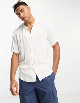 Only & Sons short sleeve viscose shirt with revere collar in white | ASOS (Global)