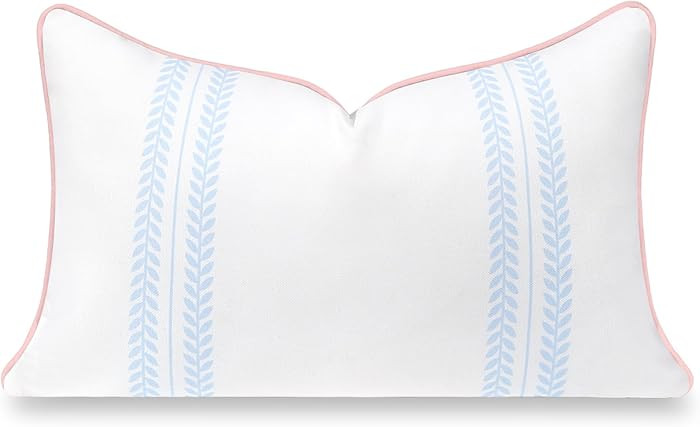 Hofdeco Premium Coastal Grandmillennial Patio Indoor Outdoor Lumbar Pillow Cover Only, 12"x20" Wa... | Amazon (US)