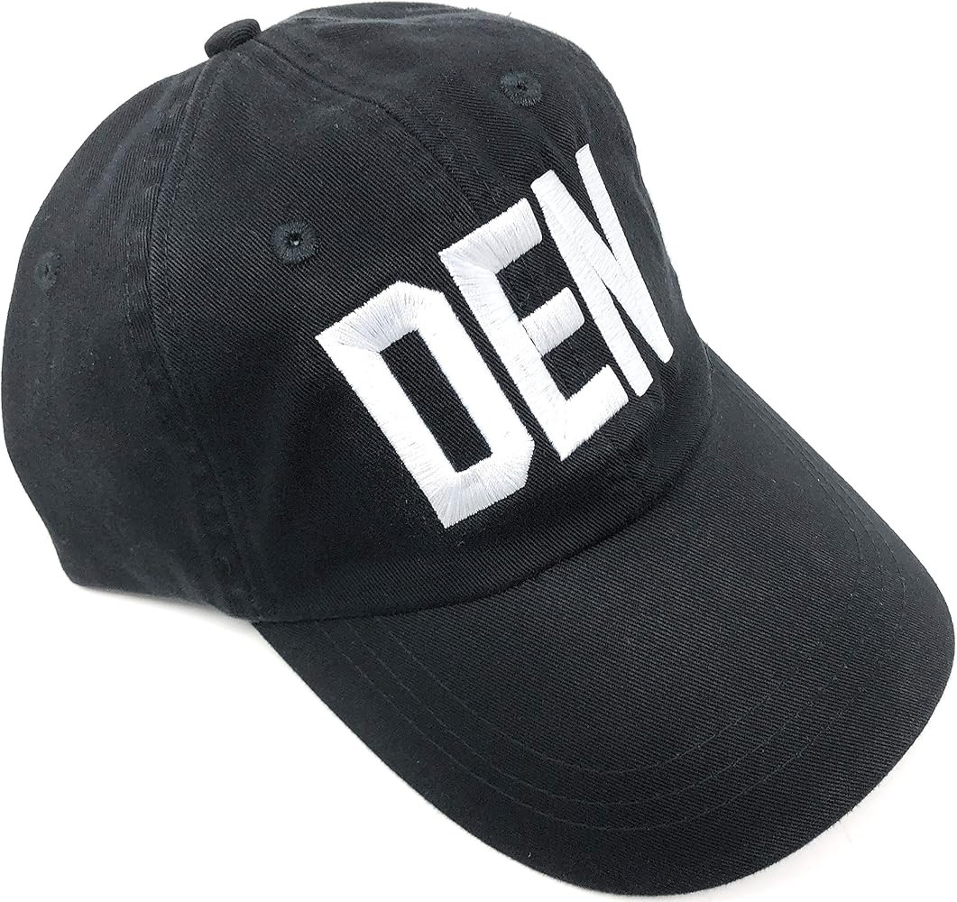 Custom Monogrammed DEN Denver International Airport Code Baseball Hat (True Black with White Letteri | Amazon (US)