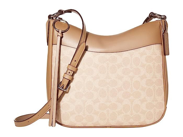 COACH Coated Canvas Signature Chaise Crossbody (LH/Sand Taupe) Cross Body Handbags | Zappos