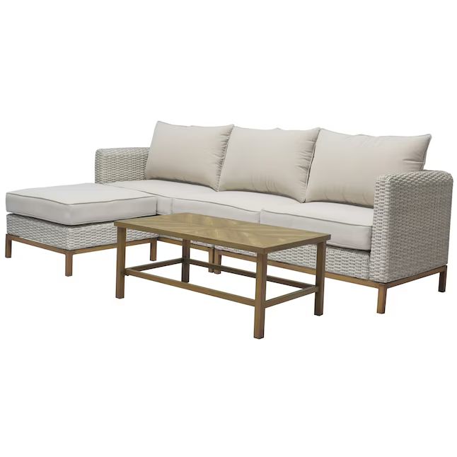 Origin 21 Veda Springs 4-Piece Wicker Patio Conversation Set with Off-white Cushions | Lowe's