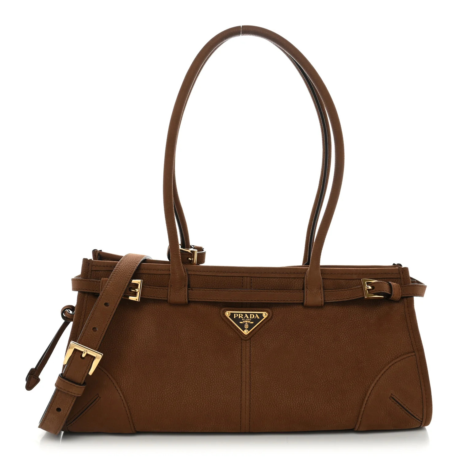 Prada Nubuck Triangle Medium Bonnie Shoulder Bag Cacao 1947156 | FASHIONPHILE (US)