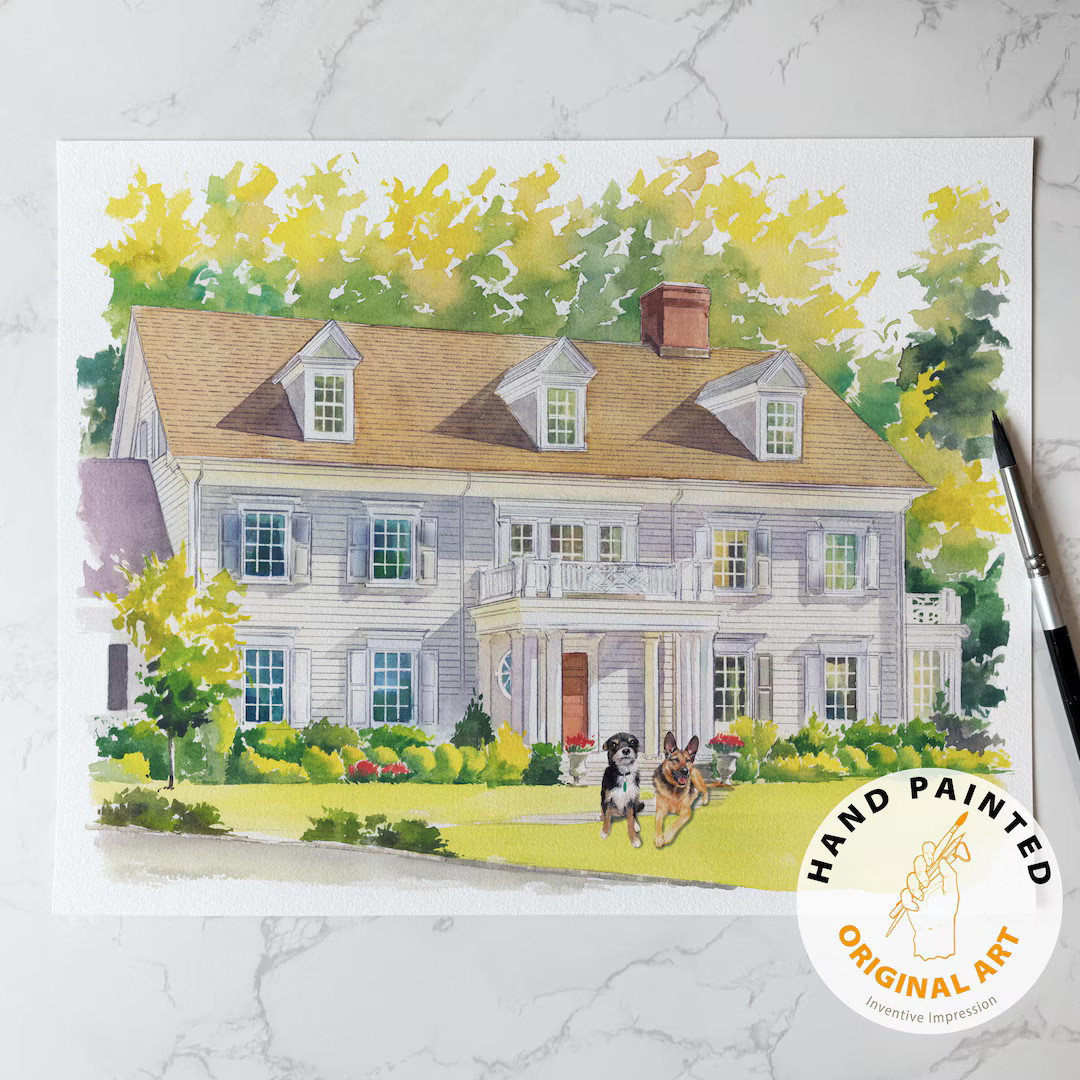 100% Hand-painted House Painting,custom Watercolor Home,housewarming Gift,our First Home Sign,hom... | Etsy (US)