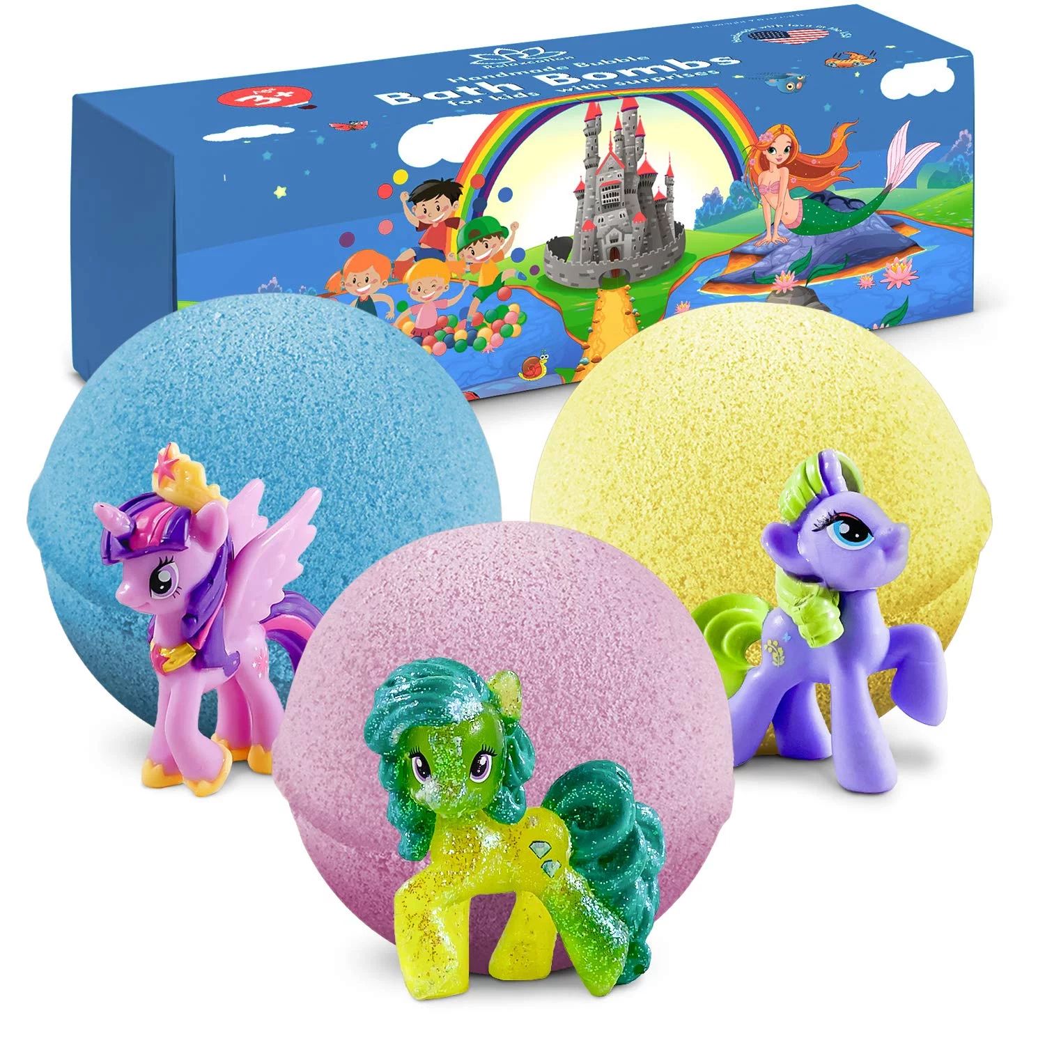 Bath Bombs For Kids with Surprise Inside Pony - Bath Bomb Kit with Toys - 3 Safe Organic Bath Bal... | Walmart (US)
