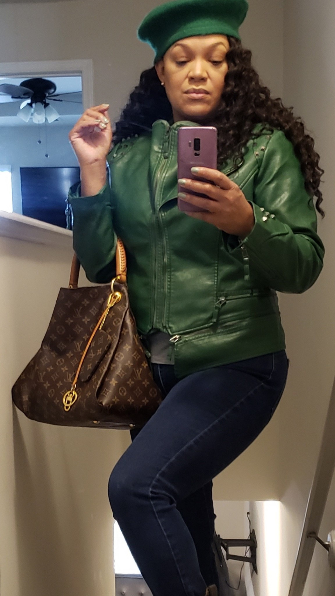Catch me in the airport in this chic yet trendy outfit!  #chic #green #beret #hat #leatherjacket #louisvuitton #jeans #fallfashion #styleinspo #holiday #travel #airport #trendy #classy #winterfashion #amazon

#LTKMidsize #LTKootd #LTKHoliday
