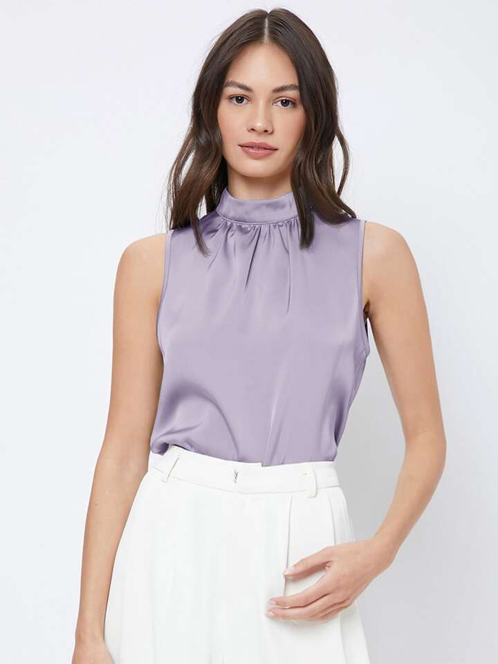 SHEIN BIZwear Keyhole Back Sleeveless Top Workwear | SHEIN