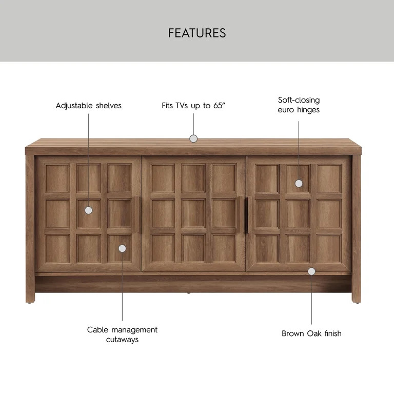 Better Homes & Gardens Mason TV Stand for TVs up to 75", Brown Oak Finish | Walmart (US)
