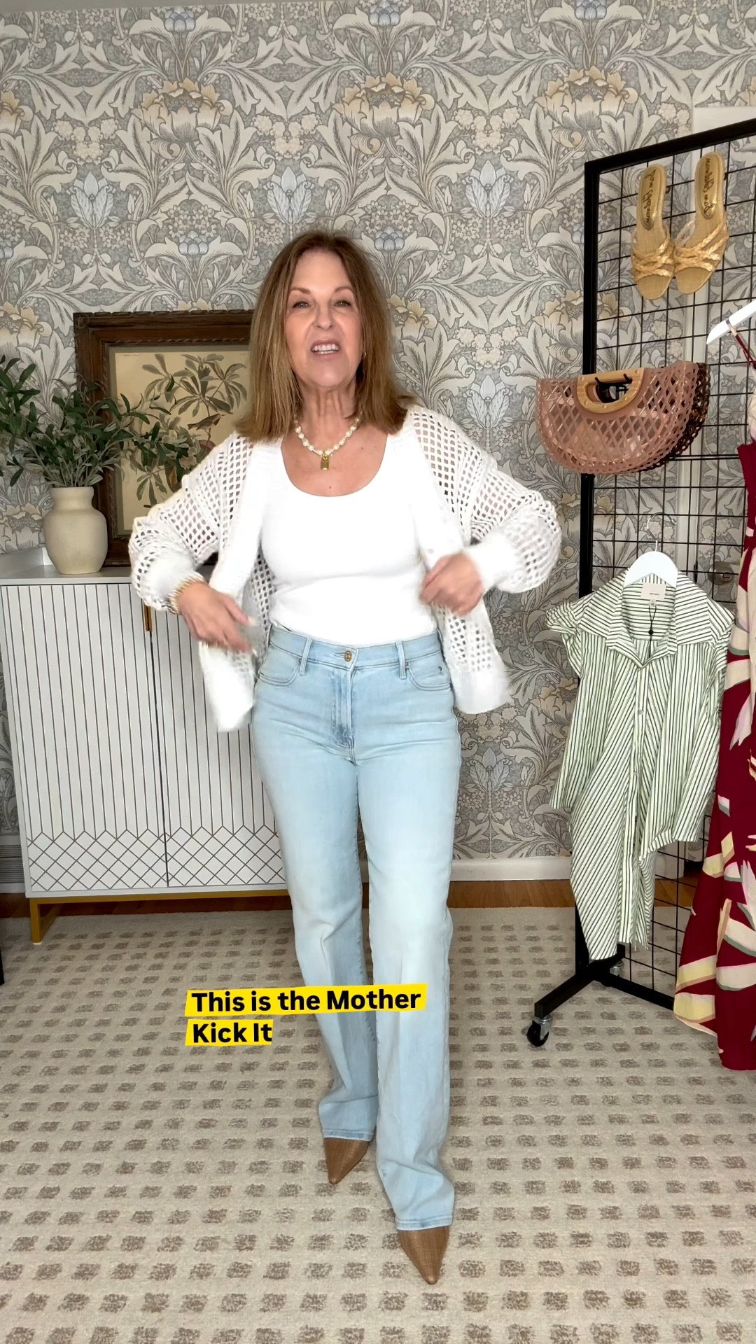 A favorite pair of jeans- the Mother Kick it. 
Petite sizes too.  
Fits tts.  Stretchy. If between sizes, size down.  I'm wearing a size 25. 

#LTKPetite #LTKootd #LTKOver40