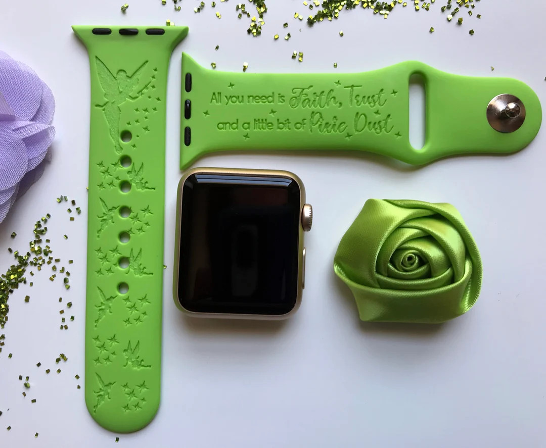 Tinker Bell Engraved Apple Watch Band | 24 Colors | 38mm 40mm 41mm 42mm 44mm 45mm 49mm | Personal... | Etsy (US)