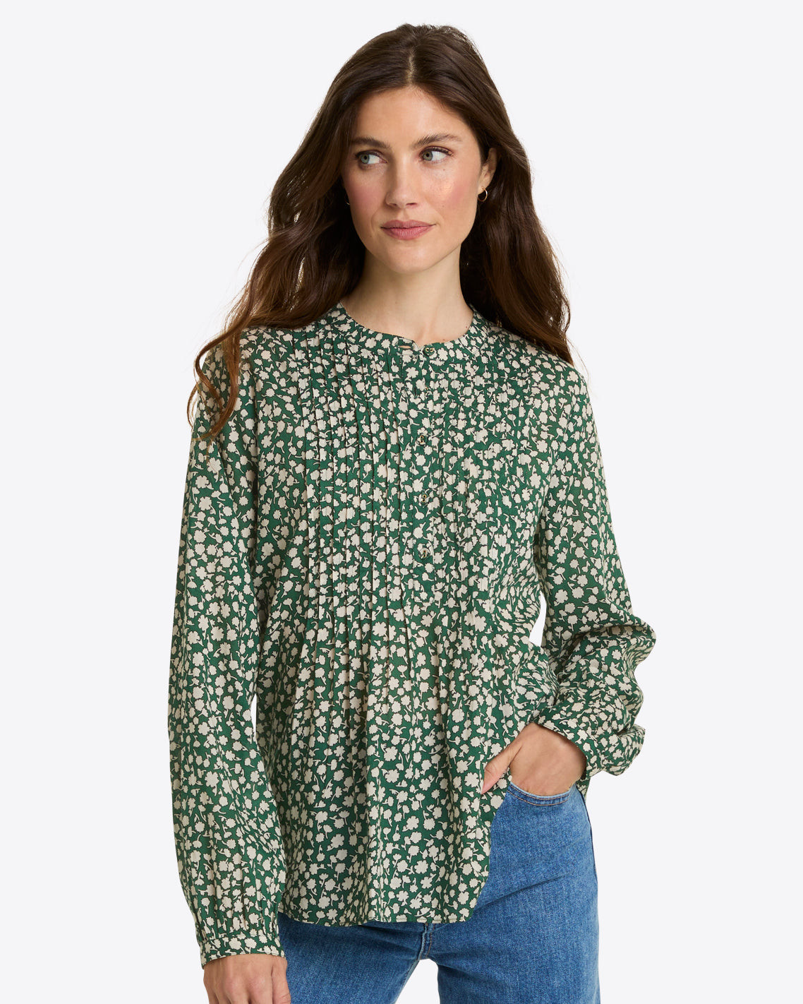 Evangaline Long Sleeve Top in Gauzy Cotton | Draper James (US)