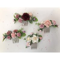 Dusty Rose Flower Hair Comb Bridal Piece | Etsy (US)