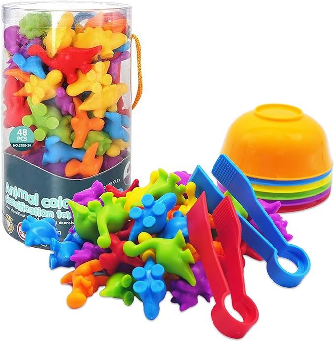 ABCaptain Counting Dinosaur Matching Game with Sorting Cups, Color Classification and Sensory Tra... | Amazon (US)