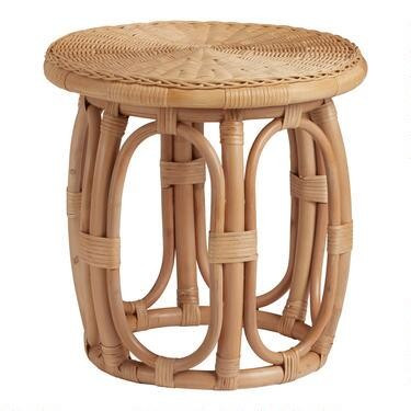 Round Natural Rattan Accent Table | World Market