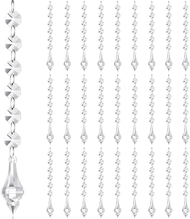Nuenen 100 Pcs Acrylic Hanging Crystals for Centerpieces Chandelier Clear Crystal Garland Strands... | Amazon (US)