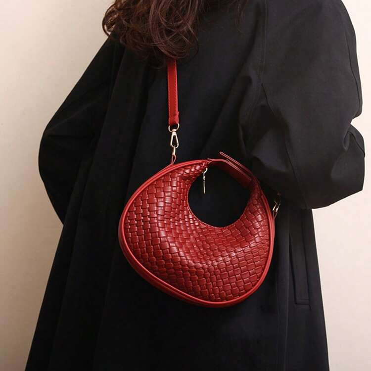 Retro Woven Women's Handbag - Soft Texture Crescent Bag, Versatile Underarm/Single-Shoulder/Crossbody Purse | SHEIN