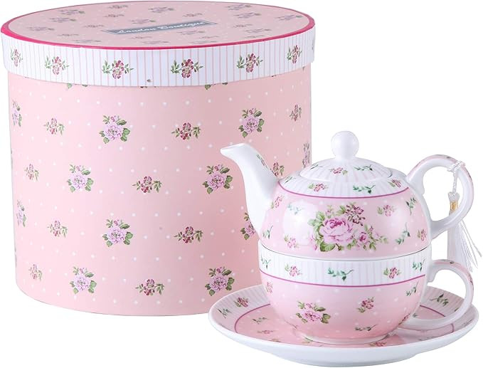 London Boutique Tea for One Teapot Tea cup Saucer Set Gifts for Women Afternoon Tea Set for 1 Vin... | Amazon (UK)