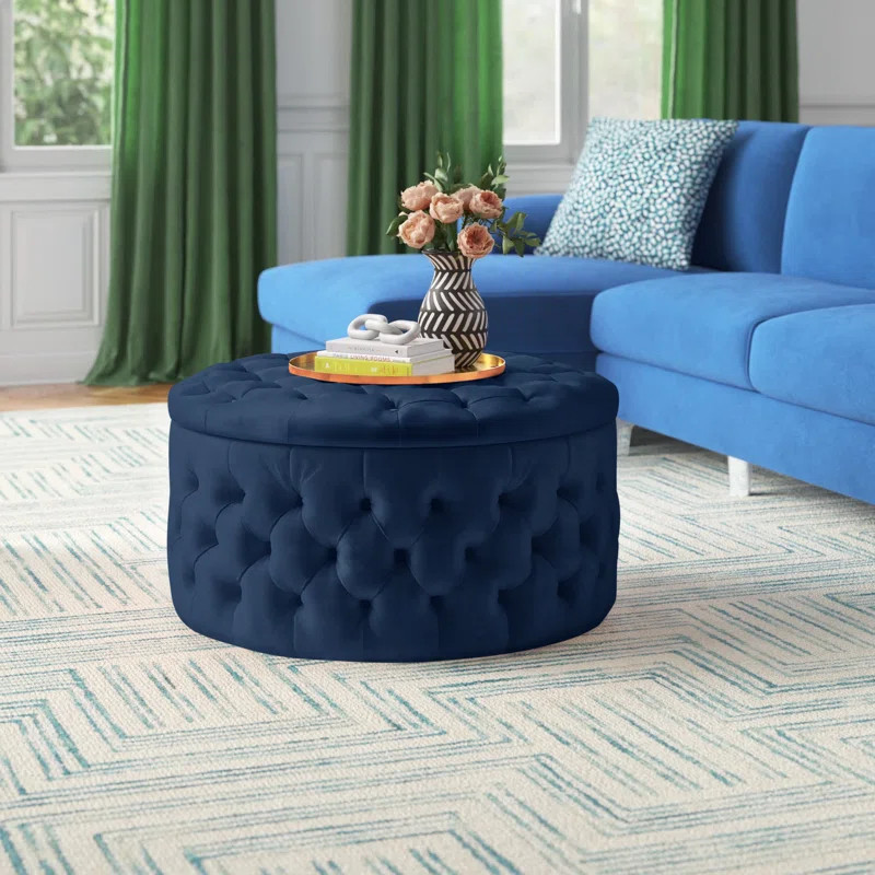 Gilbert 30'' Wide Velvet Tufted Round Storage Ottoman with Storage | Wayfair North America