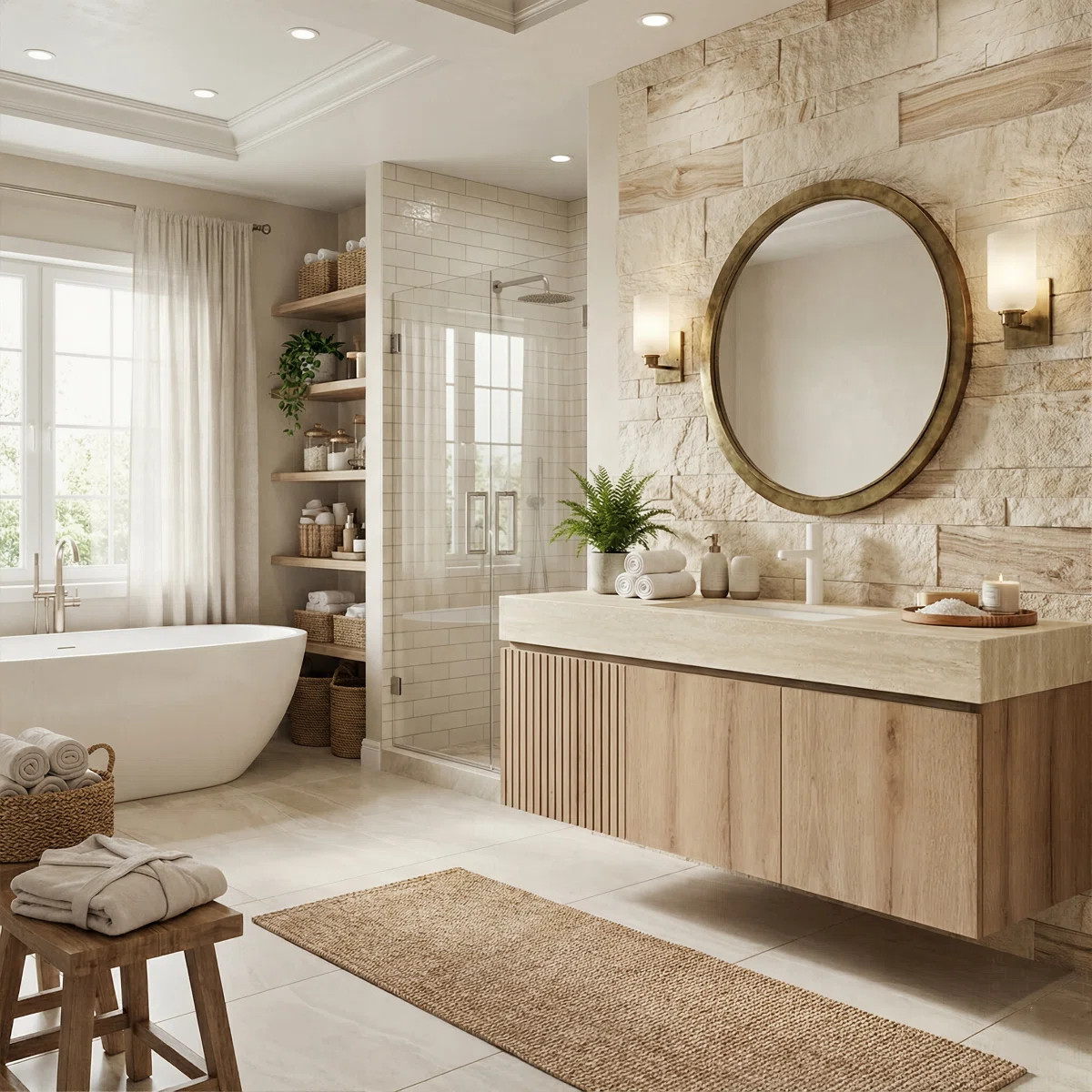 48" Wall-Mounted Vanity With Sintered Stone Top & Ceramic Sink, Storage Cabinet With 1 Drawer & S... | Wayfair North America