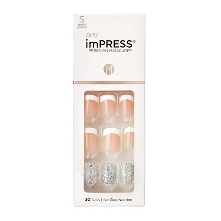 KISS imPRESS Press-on Manicure, French Tip, Short Square, 'Time Slip', 33 Ct. | Walmart (US)