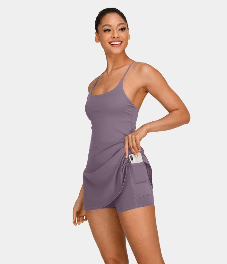 Everyday Softlyzero™ Backless 2-in-1 Flare Workout Dress-Wannabe | HALARA