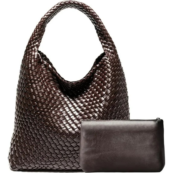 Woven Bag Purses and Handbags Woven Vegan Leather Bag For Women Woven Tote Bag Shoulder Bag Top-H... | Walmart (US)