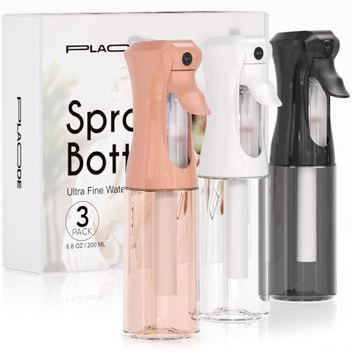Spray Bottle for Hair, Continuous Ultra Fine Mister Spray Bottle, Refillable Water Sprayer for Hairstyling, Plants, Pets, Cleaning, Skincare (3 Pack 6.8OZ/200ML,White+Black+Terracotta) | Amazon (US)