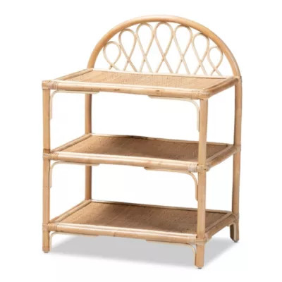 Baxton Studio Redell Modern Bohemian Natural Brown Rattan 3-Tier Display Shelf | Belk