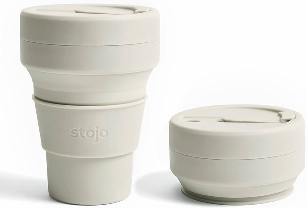 STOJO Collapsible Travel Cup - Oat, 12oz / 355ml - Reusable To-Go Pocket Size Silicone Cup for Ho... | Amazon (US)