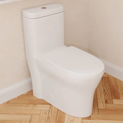 One Piece Toilet Modern Toilet, Fully Skirted Dual Flush Bathroom Toilets Standard Size White Toilet (Seat Included) | Wayfair Professional