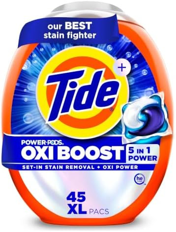 Tide Oxi Boost Power PODS Laundry Detergent Pacs, 45 Count, Set-In Stain Removal + Oxi Power, lau... | Amazon (US)