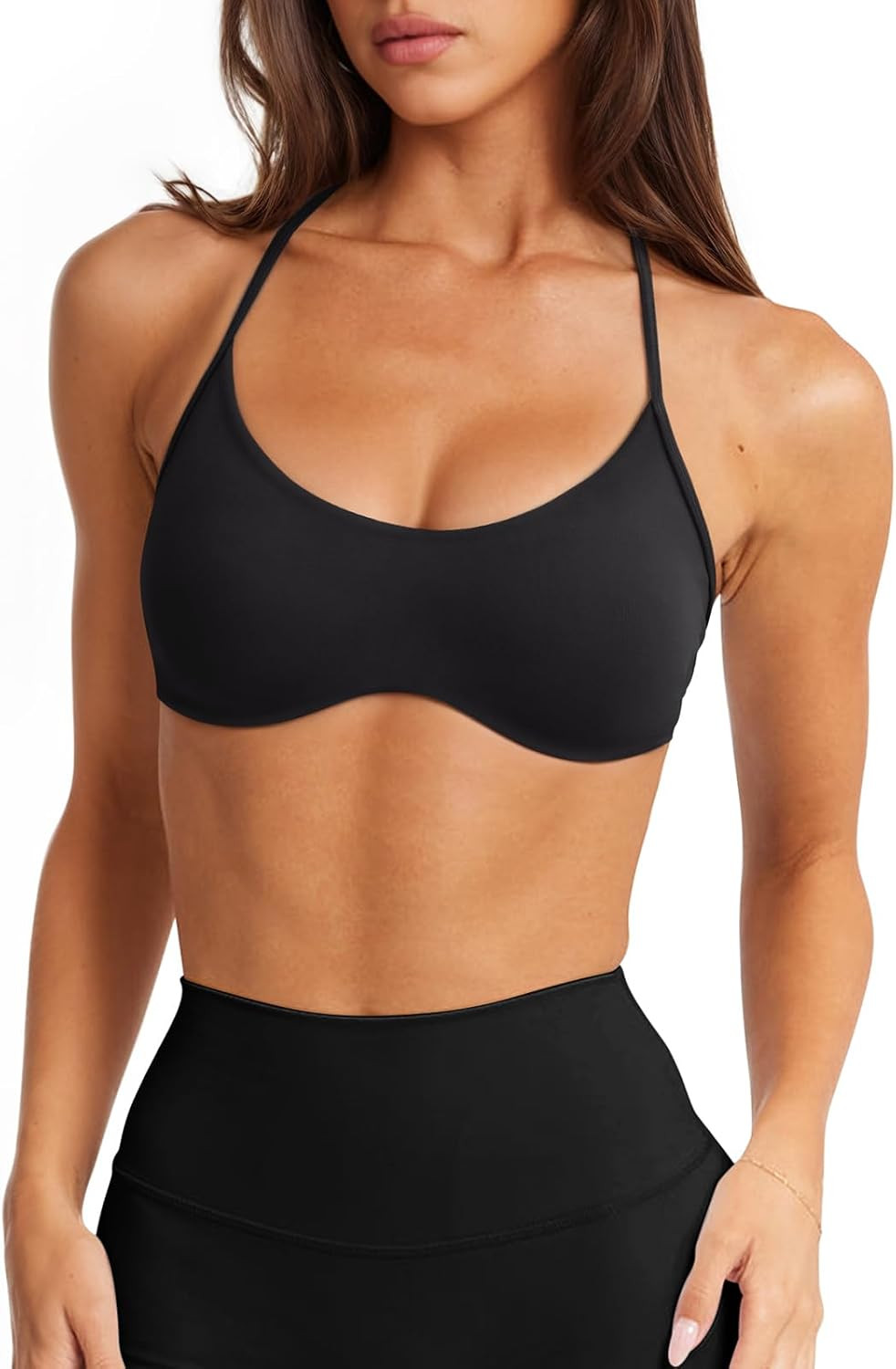LASLULU Womens Sexy Y Back Sports Bra Padded Racerback Spaghetti Strap Workout Yoga Gym Athletic Bras Tops Bralettes | Amazon (US)