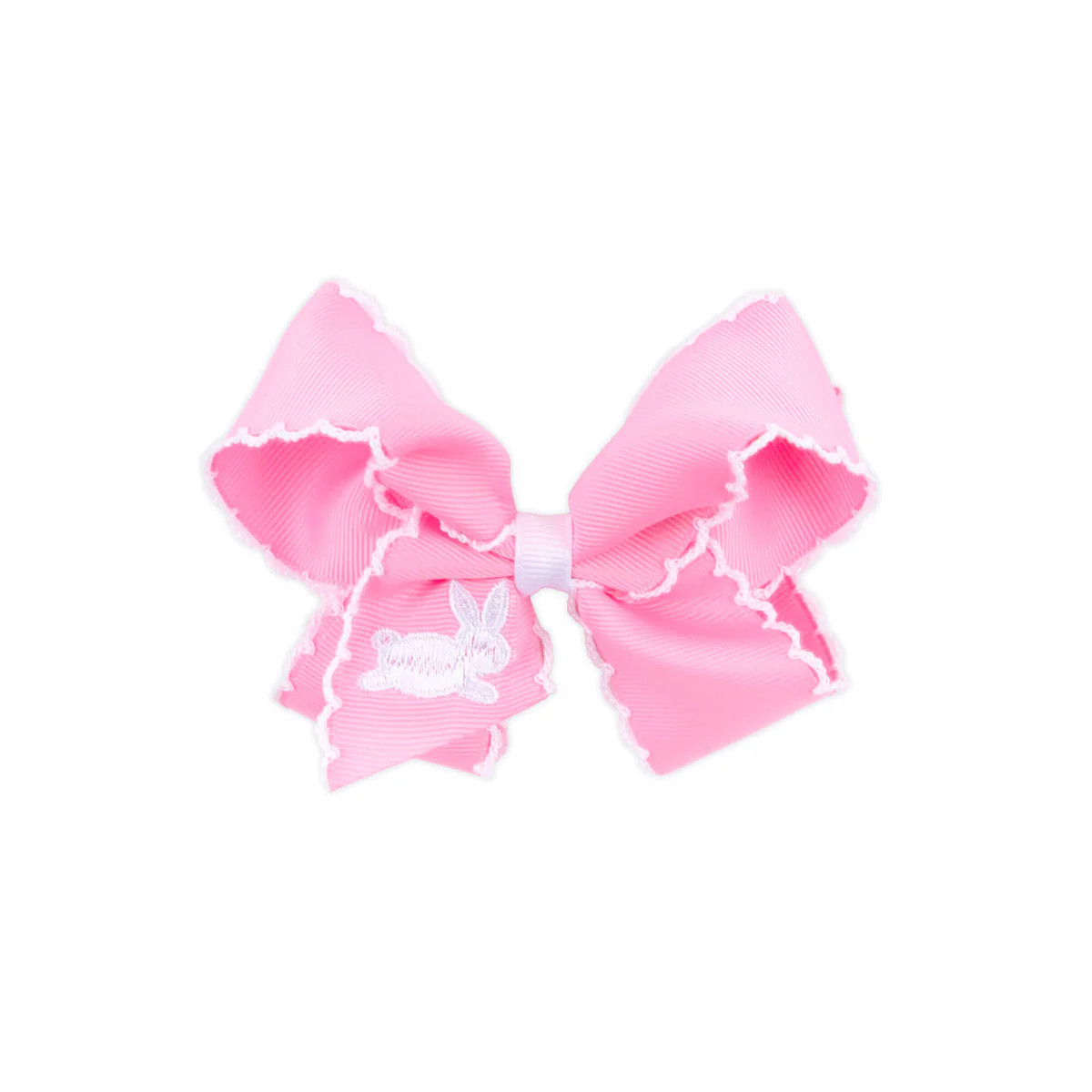 Bunny Hop Embroidered Moonstitch Hair Bow | Classic Whimsy