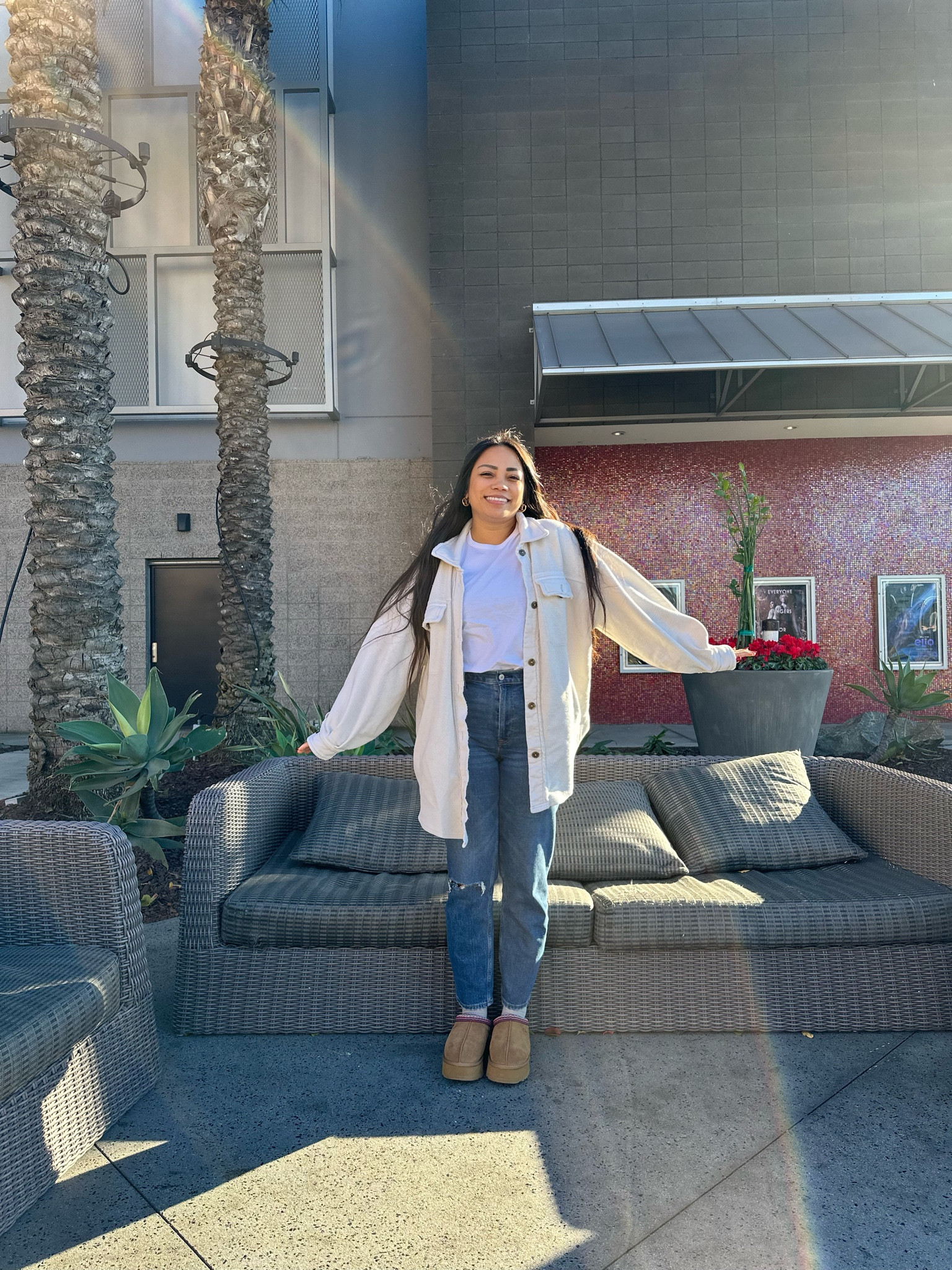 Movie date with my son, wearing a comfy casual winter outfit: easy tee (s), jacket (s), mom jeans (28 R), and Tasman uggs (7)

Jeans are also currently on winter sale on Abercrombie!

#LTKmidsize #LTKsalealert #LTKSeasonal