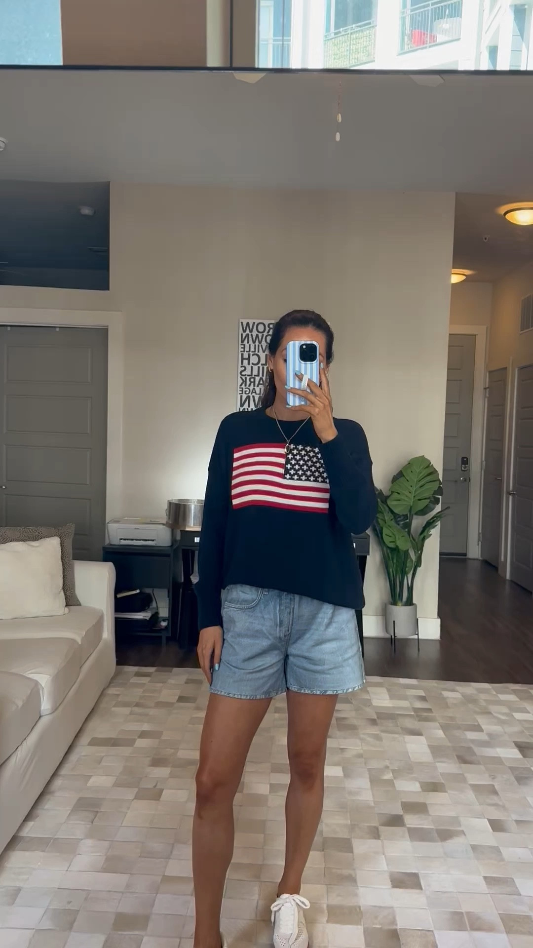 Fourth of July, The Fourth, American Flag 🇺🇸 sweater

All Saints Hex Charm Pendant Necklace 
Vince Camuto sweater (TTS)
Rag & Bone Miramar shorts (TTS)
Dolce Vita sneakers (TTS)

#LTKShoeCrush #LTKFindsUnder50