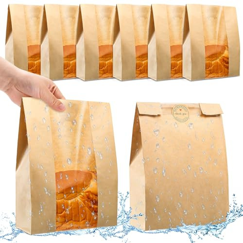 120 Pcs Bread Bags for Homemade Bread, Sourdough Paper Bread Bags With Window, 50% Thicker 13.7x8.2x3.7in, A Large Bakery Bags Used for Storage Bread & Snacks, 130 Cute Sealing Stickers with Ties | Amazon (US)