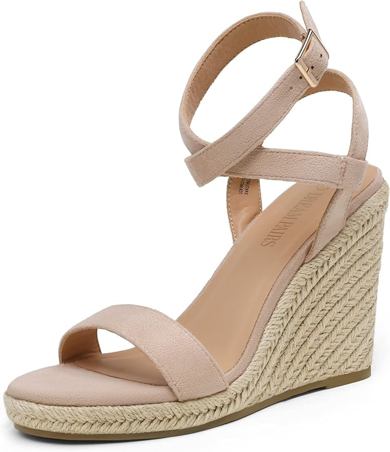 DREAM PAIRS Womens Open Toe Espadrilles Dressy Platform Sandals Buckle Ankle Strap Stylish Wedges... | Amazon (US)