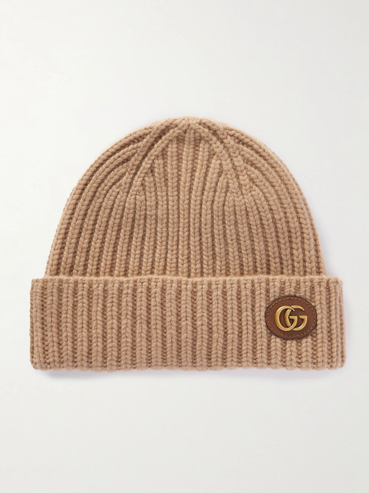 Gucci - Victor Appliquéd Ribbed Wool And Cashmere-blend Beanie - Brown | NET-A-PORTER (US)