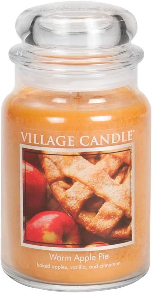Village Candle Warm Apple Pie Large Glass Apothecary Jar Scented Candle, 21.25 oz, Brown | Amazon (US)