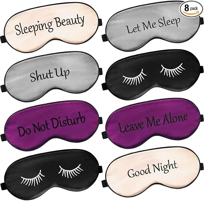 8 Pieces Sleep Mask Silk Eye Mask with Adjustable Strap Soft Blackout Blindfold Sleeping Eye Cove... | Amazon (US)