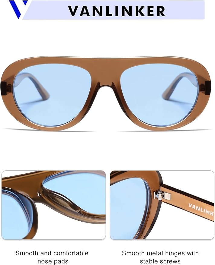 VANLINKER Oversized Retro Aviator Sunglasses for Women Men Chic 70s Vintage Style Trendy 2026 Chu... | Amazon (US)