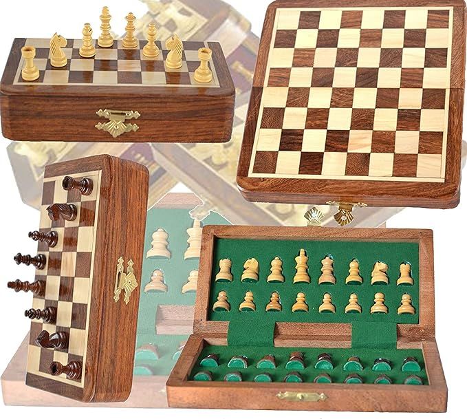 Chess Bazar - Magnetic Travel Pocket Chess Set - Staunton 7 X 7 Inch Folding Game Board Handmade ... | Amazon (US)