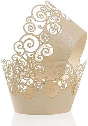 Cupcake Wrappers, KPOSIYA 100 Pack Cupcake Wraps Filigree Artistic Bake Cake Paper Cup Little Vine L | Amazon (US)
