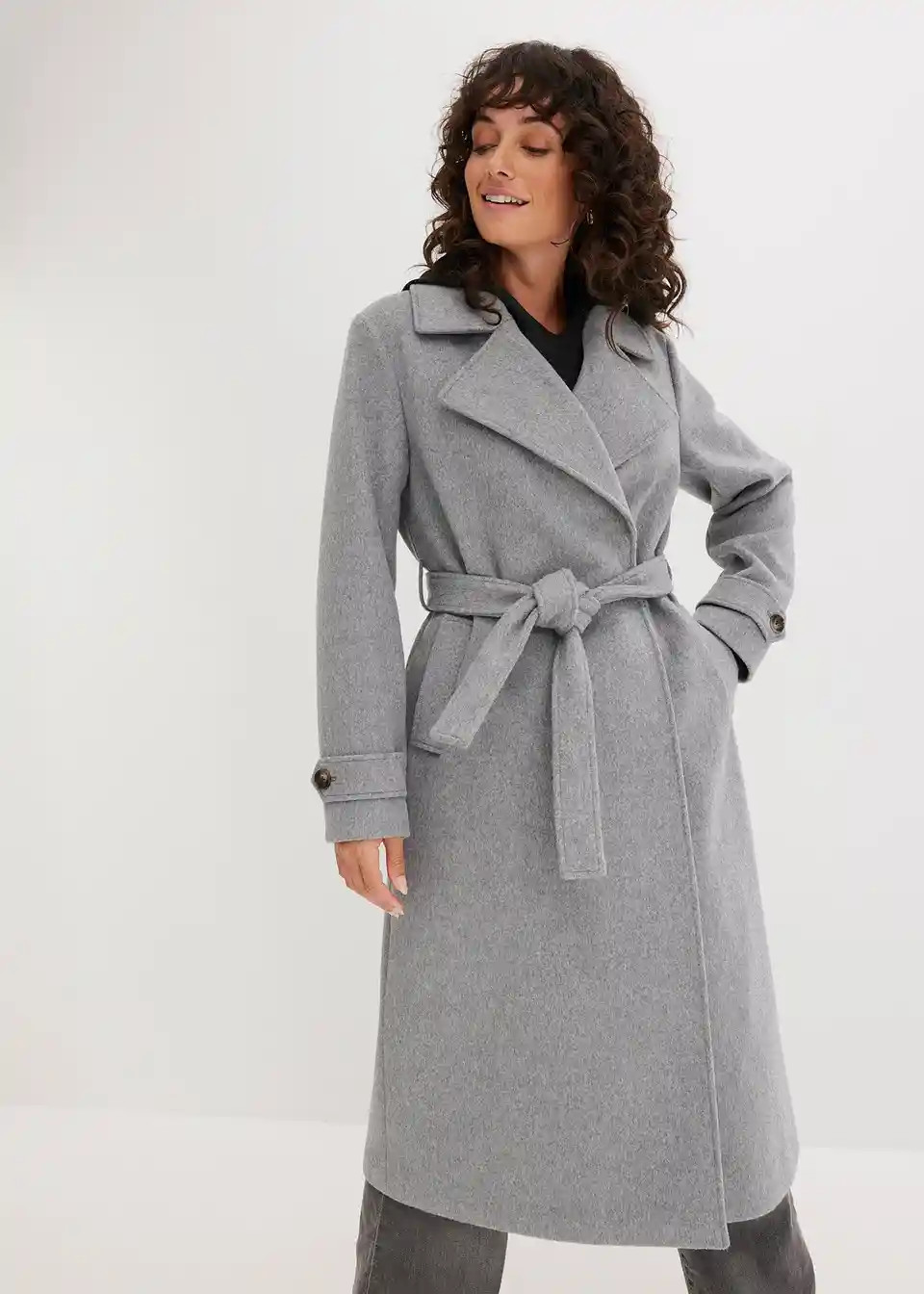 Elegante Jacke mit Bindeg\u00fcrtel - grau, Regul\u00e4r - Damen | bonprix | Bonprix DE