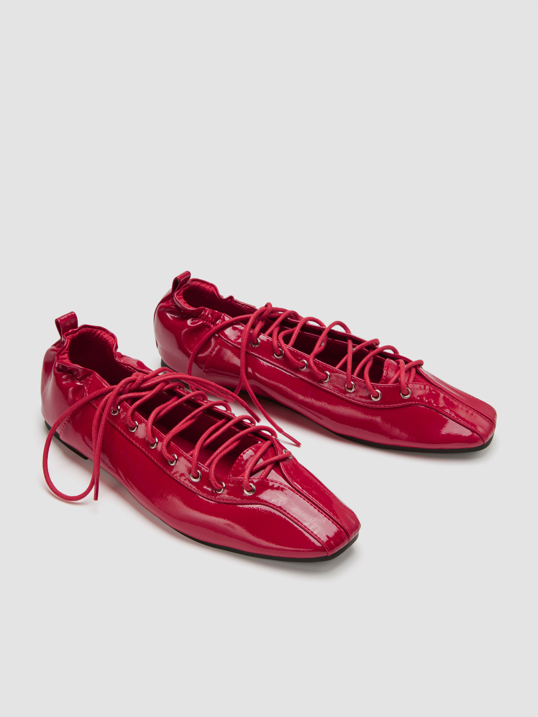 LACE-UP FAUX PATENT LEATHER MARY JANE SHOES - Cider | Cider