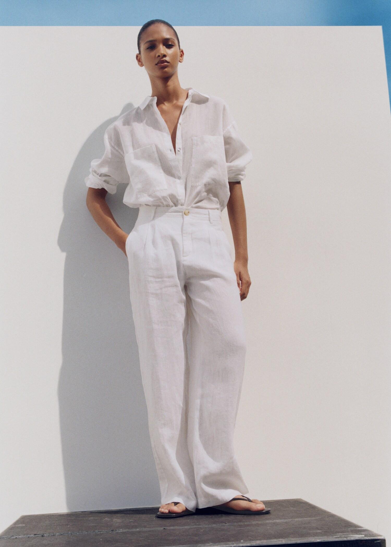 100% linen pants with pleats - Woman | MANGO USA | MANGO (US)