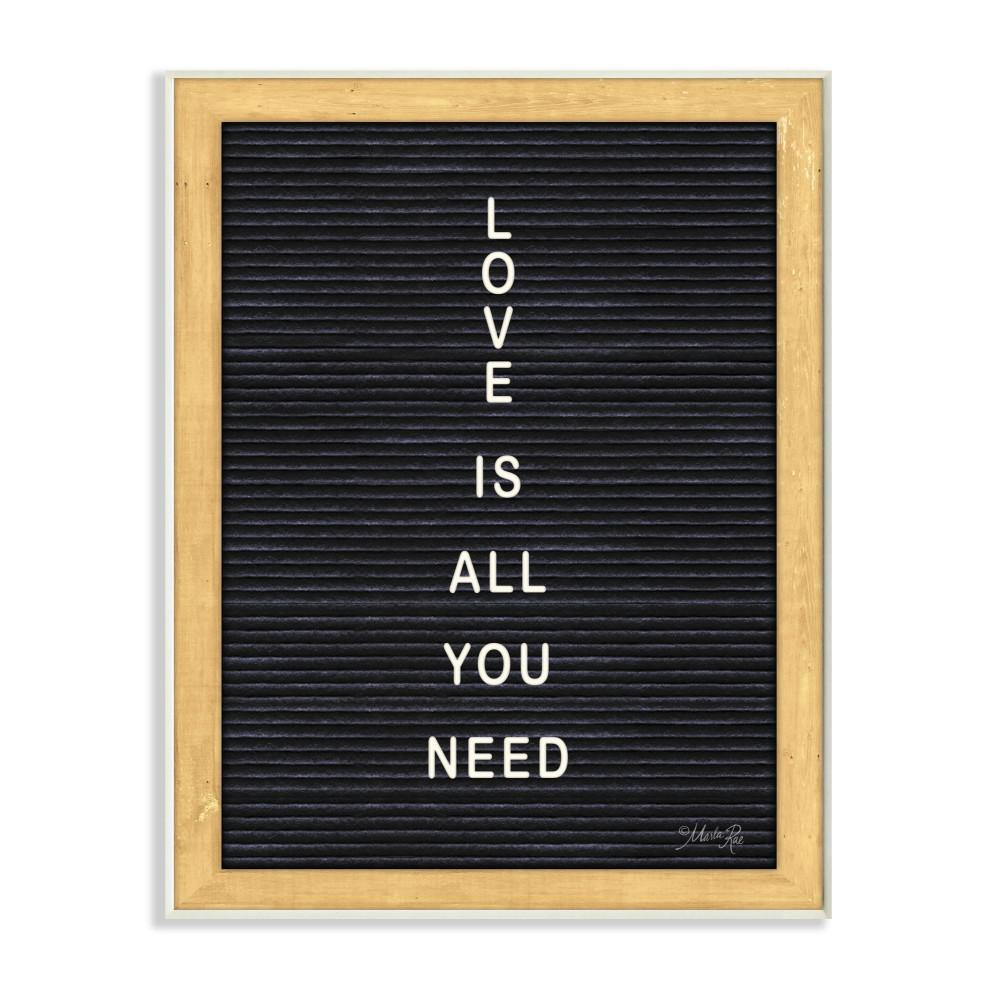 The Stupell Home Decor Collection 12 in. x 18 in. ""Love is All You Need Black and White Framed Lett | The Home Depot